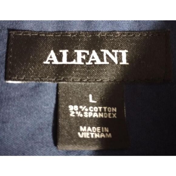 Alfani Shirt Men's Large‎ Blue Short Sleeve Button Down - Picture 5 of 6